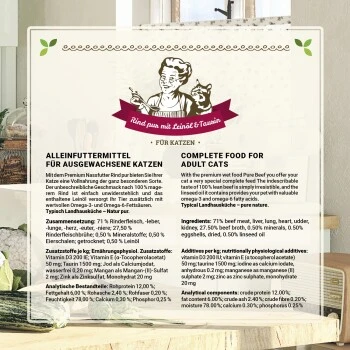 Betty's Landhausküche Rind Pur Mit Leinöl 6 X 400g Für Katze 6 Betty's Landhausküche Rind Pur Mit Leinöl 6 X 400g Für Katze – Bild 6