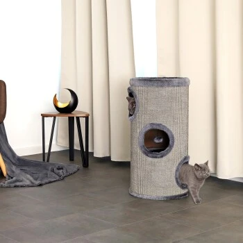 Lionto 70cm Kratztonne Mit Sisal Kratzturm Grau 2 Lionto 70cm Kratztonne Mit Sisal Kratzturm Grau – Bild 2