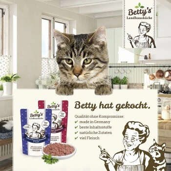 Betty's Landhausküche Rind Pur Mit Leinöl 6 X 400g Für Katze 2 Betty's Landhausküche Rind Pur Mit Leinöl 6 X 400g Für Katze – Bild 2