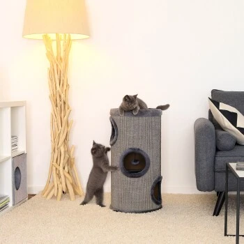 Lionto 70cm Kratztonne Mit Sisal Kratzturm Grau 3 Lionto 70cm Kratztonne Mit Sisal Kratzturm Grau – Bild 3